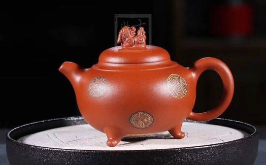 《獅韻》紫砂壺全手工茶壺老師小紅泥，絞泥（段泥、紫泥、綠泥等）壺