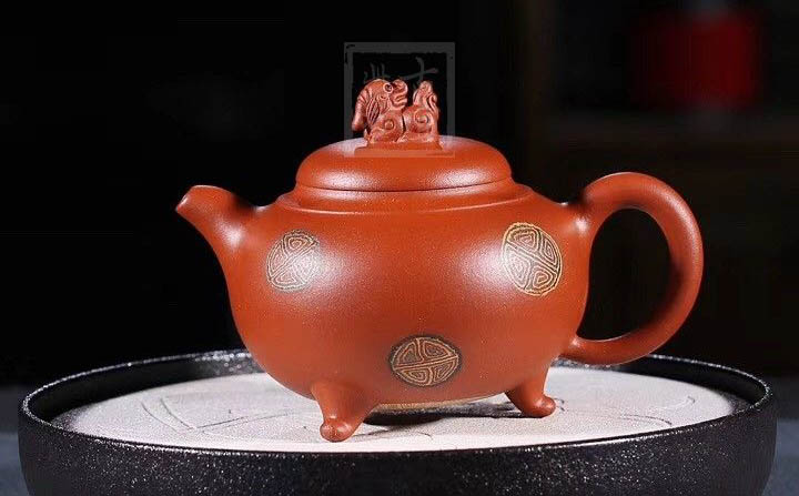 《獅韻》紫砂壺全手工茶壺老師小紅泥，絞泥（段泥、紫泥、綠泥等）壺