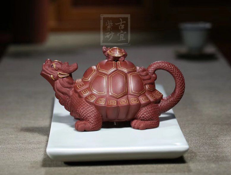 《金龜出?！芬伺d紫砂壺高級工藝美術師純手工底槽青創新壺茶壺紫砂茶具